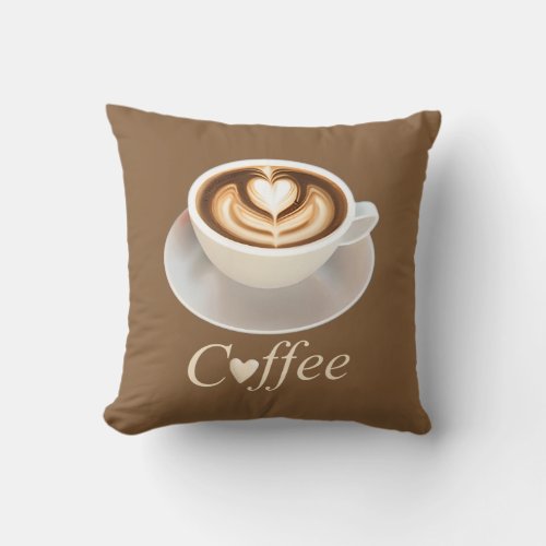 Latte with a Heart for Coffee Lovers  Throw Pillow