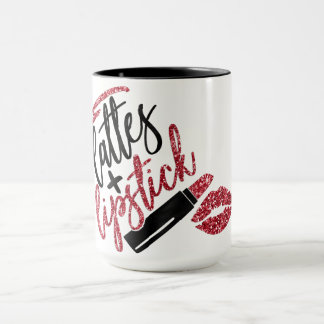 Lattes and Lipstick Faux Glitter Red Mug