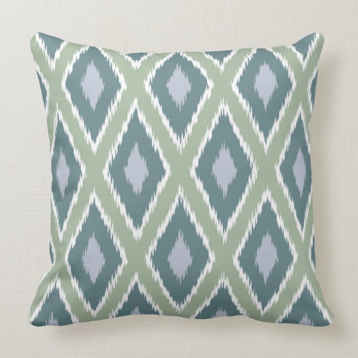Lattice Blue Green Ikat Pattern Throw Pillow Zazzle