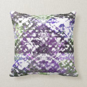 Lattice Floral Soft Purple Green Check Back Pillow by shotwellphoto at Zazzle