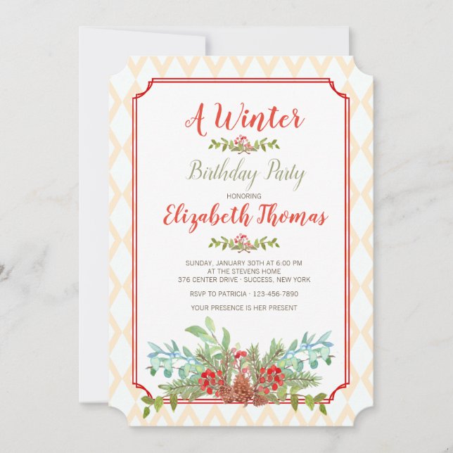 Lattice Frame Floral Invitation (Front)