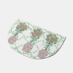 Lattice Green Topiary Roses Ginger jars jar Doormat