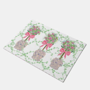 Lattice Green Topiary Roses Ginger jars jar Doormat