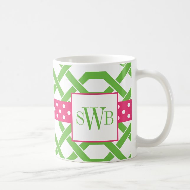 Lattice & Grosgrain Monogrammed Mug (Right)
