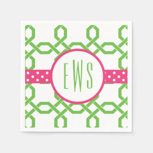 Lattice & Grosgrain Monogrammed Party Napkins