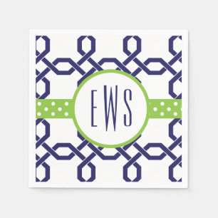 Lattice & Grosgrain Monogrammed Party Napkins
