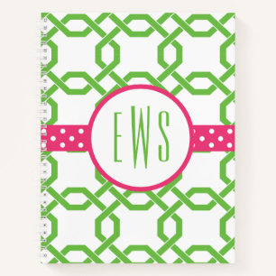 Lattice & Grosgrain Monogrammed Spiral Notebook