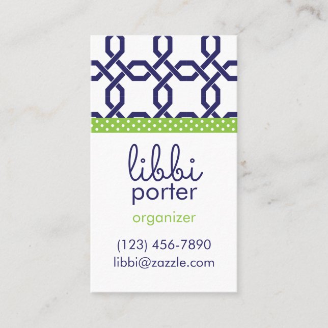 Lattice & Grosgrain Personalized Business Cards (Front)