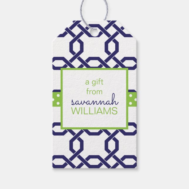 Lattice & Grosgrain Personalized Gift Tags (Front)