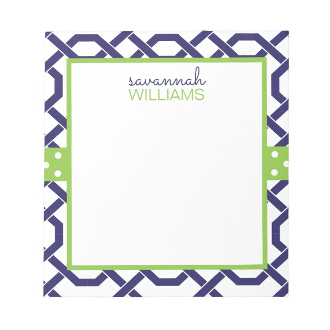 Lattice & Grosgrain Personalized Notepad (Front)