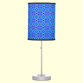 Lattice Modern Blue Violet Abstract Floral Quilt Table Lamps