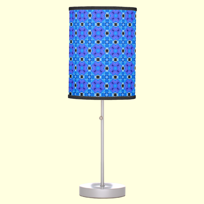 Lattice Modern Blue Violet Abstract Floral Quilt Table Lamps