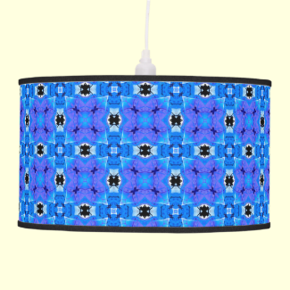 Lattice Modern Blue Violet Abstract Floral Quilt Hanging Pendant Lamp