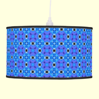 Lattice Modern Blue Violet Abstract Floral Quilt Hanging Lamp