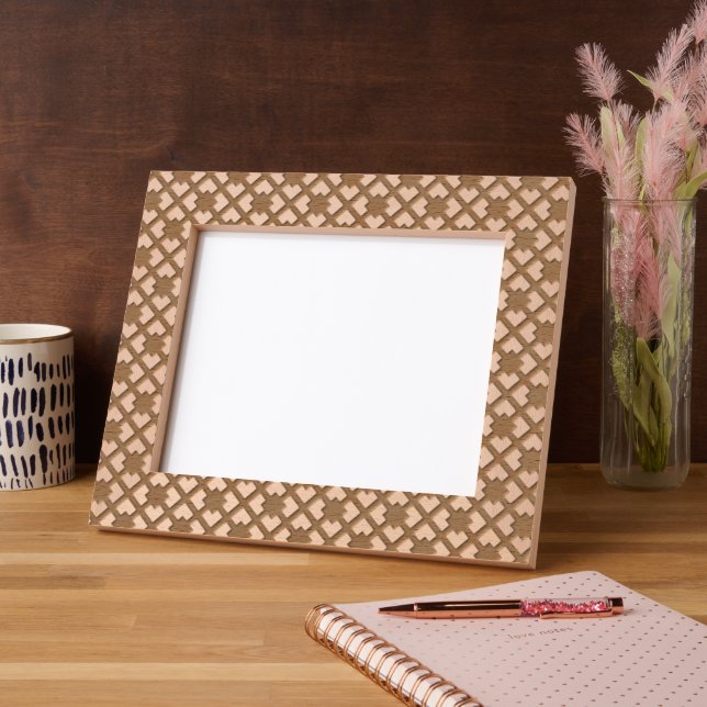Lattice pattern picture frame made of etched wood (Left)