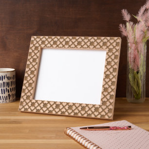 Lattice pattern picture frame made of etched wood engraved frames