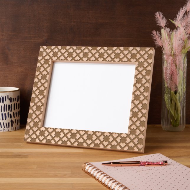 Lattice pattern picture frame made of etched wood engraved frames (Left)