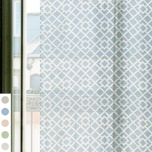 Lattice Print Pattern Vintage Classic Blue Sheer Curtains