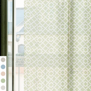 Lattice Print Pattern Vintage Classic Green Sheer Curtains