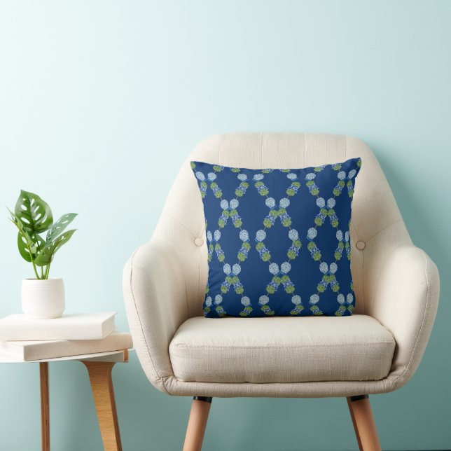 Lattice Topiary Chinoiserie Blue Ginger Jars  Throw Pillow (Chair)