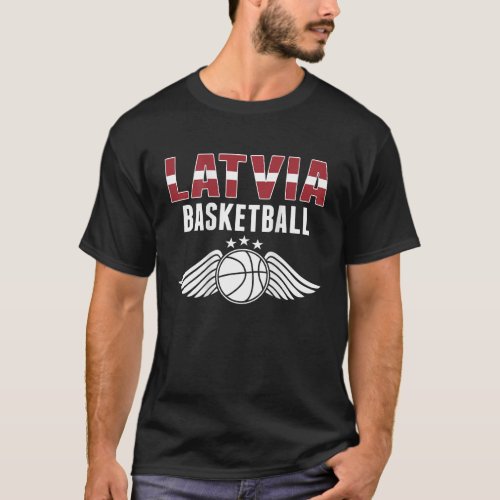 Latvia Basketball Lovers Jersey Latvian Flag Summe T_Shirt