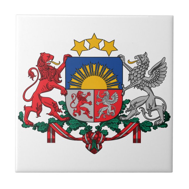 Latvia Coat Of Arms Ceramic Tile (Front)