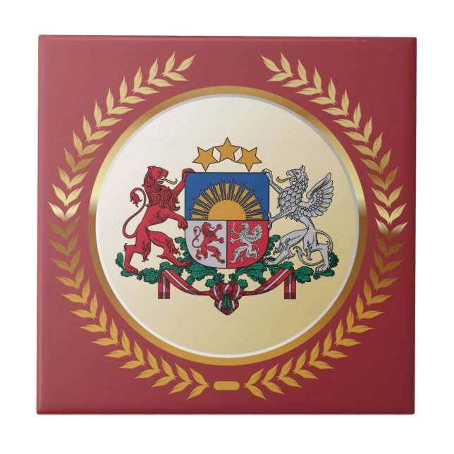 Latvia Coat of Arms Ceramic Tile (Front)