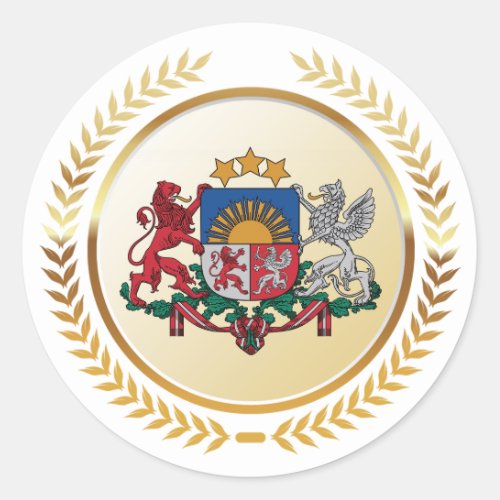 Latvia Coat of Arms Classic Round Sticker