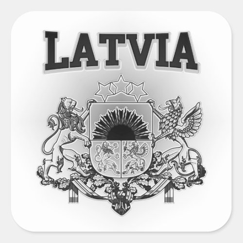 Latvia  Coat of Arms Square Sticker