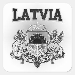 Latvia Coat of Arms Square Sticker