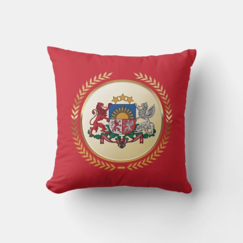 Latvia Coat of Arms Throw Pillow