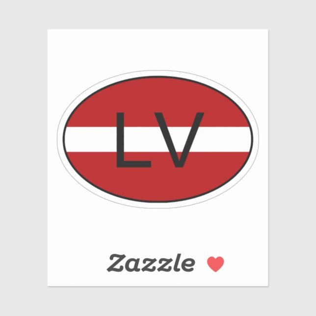 LATVIA Country Code Oval Sticker with Flag-Perfect (Sheet)