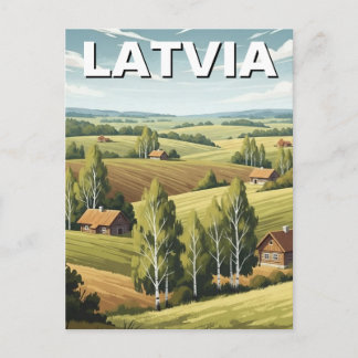 Latvia Countryside Travel Postcard