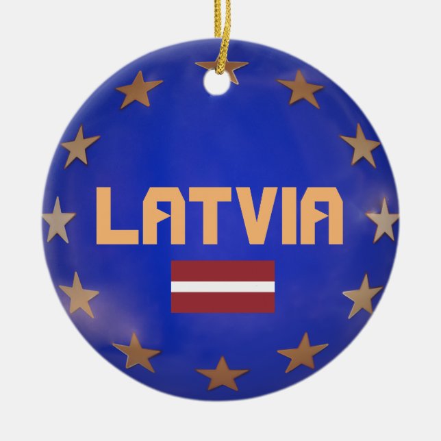 Latvia European Union Christmas Ornament (Front)