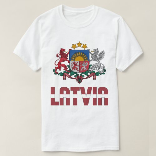 Latvia Flag and Coat Of Arms Patriotic T_Shirt