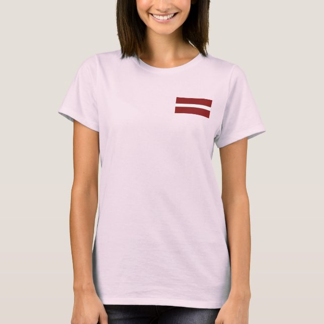 Latvia Flag and Map dk T-Shirt (Front)