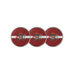 Latvia flag-coat of arms golf ball marker