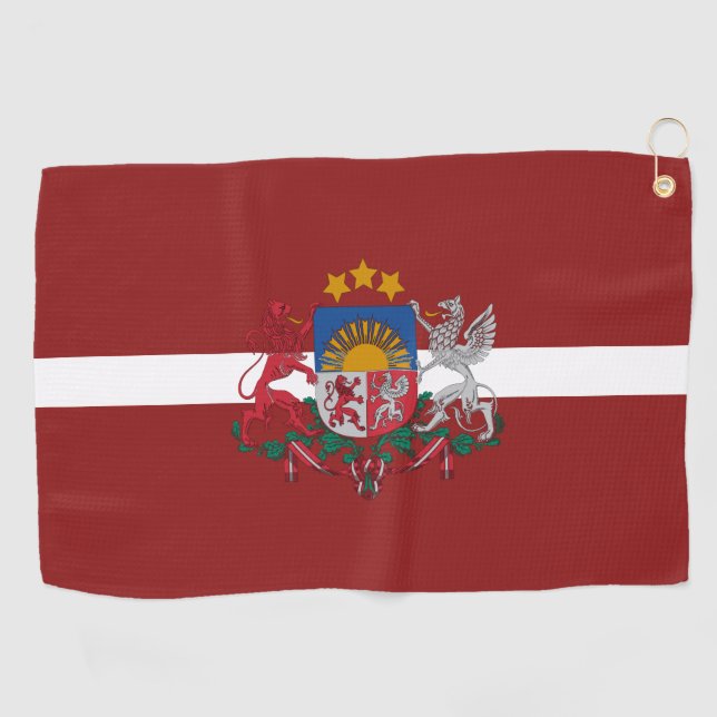 Latvia flag-coat of arms  golf towel (Horizontal)