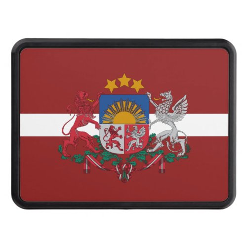 Latvia flag_coat of arms   hitch cover