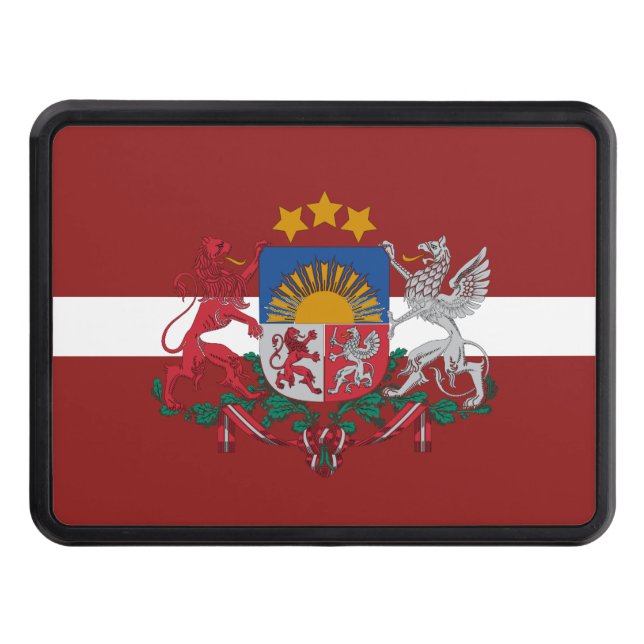 Latvia flag-coat of arms   hitch cover (Front)