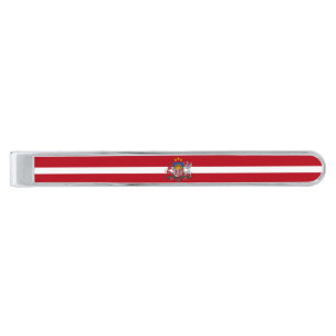 Latvia flag-coat of arms  silver finish tie bar