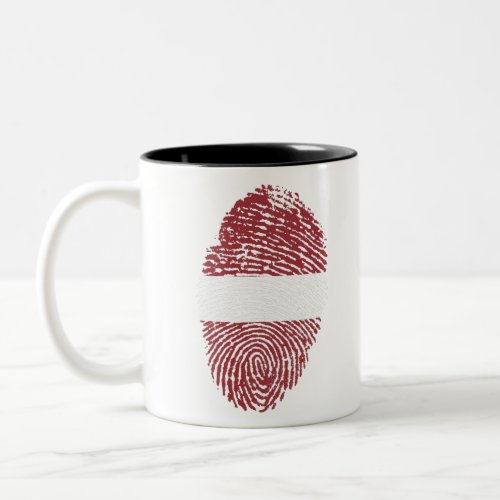 Latvia Flag Fingerprint Country Pride Identity Two_Tone Coffee Mug
