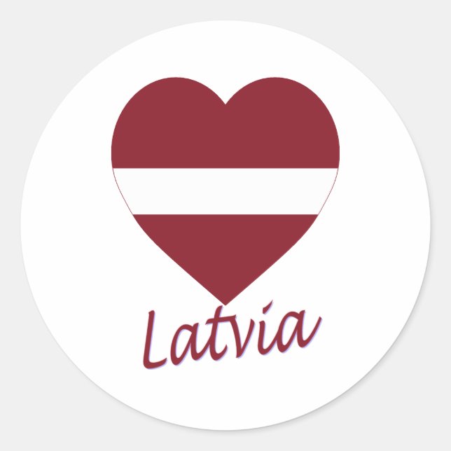 Latvia Flag Heart Classic Round Sticker (Front)