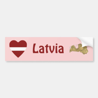 Latvia Flag Heart + Map Bumper Sticker