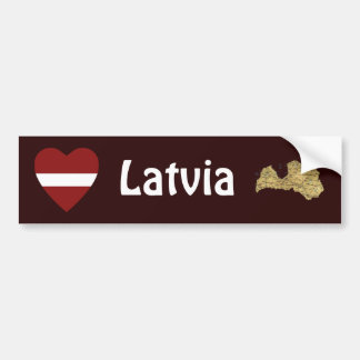 Latvia Flag Heart + Map Bumper Sticker