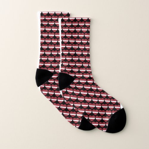 Latvia Flag Hearts Patriotic Socks