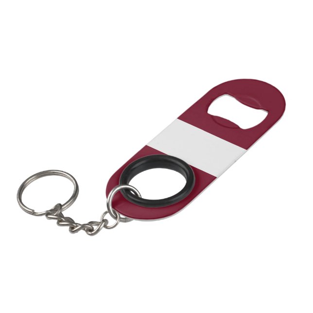 Latvia flag keychain bottle opener (Front Angled)