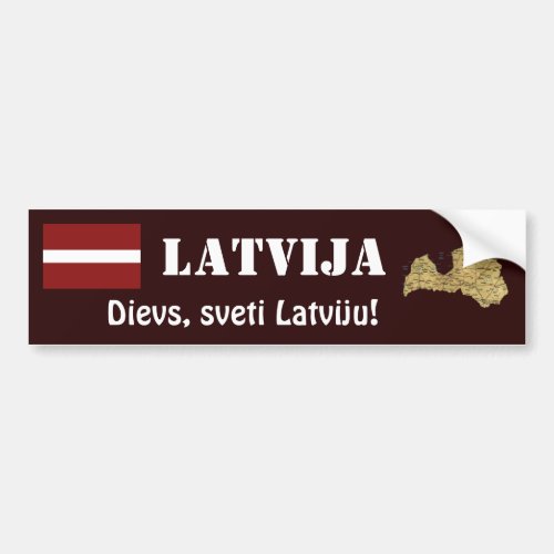 Latvia Flag  Map Bumper Sticker