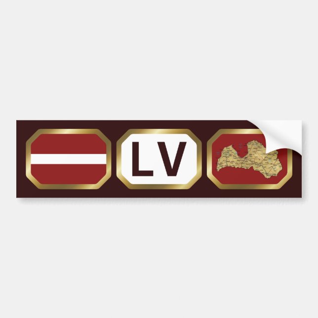 Latvia Flag Map Code Bumper Sticker (Front)