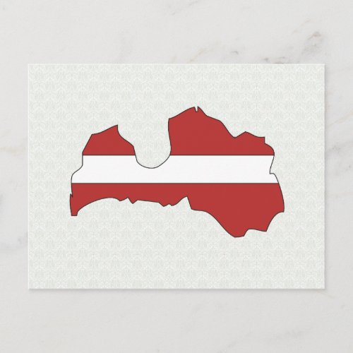 Latvia Flag Map full size Postcard